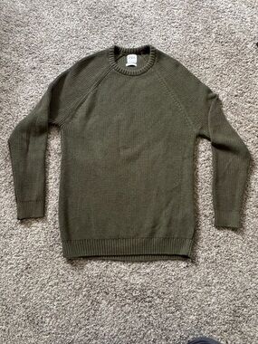 Zara Men's Olive Crewneck Knit Sweater Size M, (A-97)